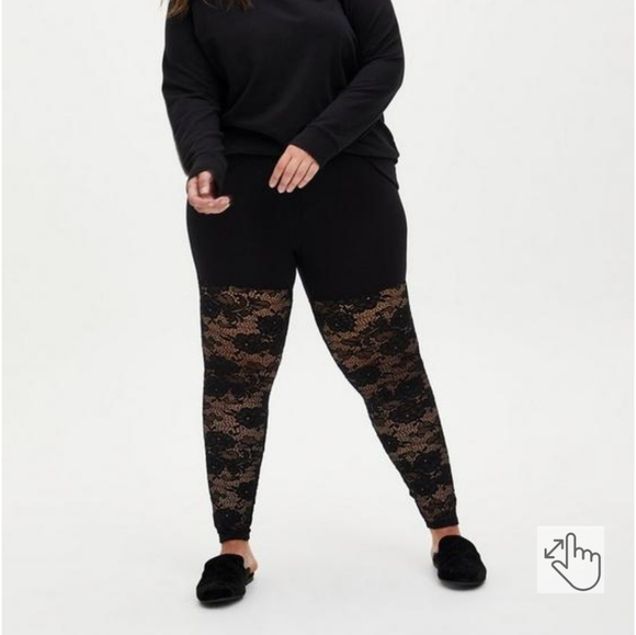 Torrid black signature waist lace leggings size 2 - Picture 4 of 6